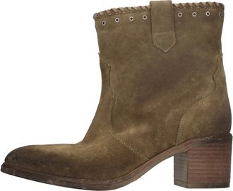 Strategia Puntige Su&egrave;de Enkellaarsjes - Dames - Laarzen met Hak - Bruin - 40 EU - Su&egrave;de - Schoenen