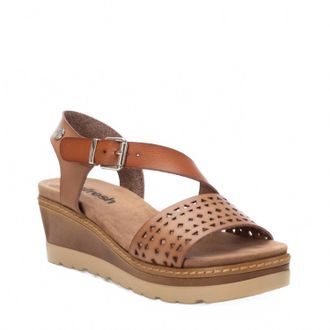 Xti Womens Crossed Strap Wedge Sandals In Taupe