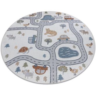 RugsX Rugsx - Alfombra Bono 8283 C&iacute;rculo Calle, Animales Crema / Gris Claro Multicolour Circulo 200 Cm