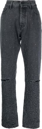 Jacob Cohen distressed-finish straight-leg trousers - women - Cotton/glass/Cotton/Polyester - 33 - Grey