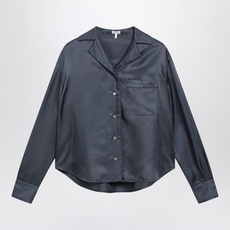 Loewe Camicia pigiama grigia scura in twill di seta