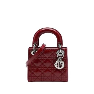 Dior Pre-owned Lady Dior Mini Bag - Dames - Pre-owned - Rood - Maat: ONE Size Leer
