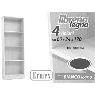 Trade Shop Trade Shop - Libreria Moderna 4 Estantes 170x60x24cm Armario Ermes Madera Blanco 715600