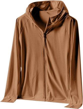 Generic Mens Hoodies Hooded Sun Protection Breathable UV Tops Fishing UPF 50+ Lightweight Casual Rash Guard Sports Comfy Outdoor Long Sleeve Tshirts Stretch S