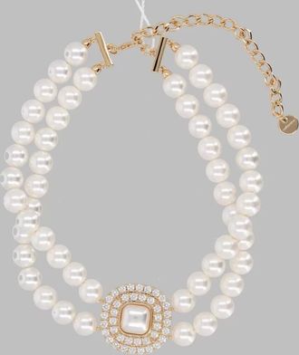Self Portrait pearl and crystal necklace
