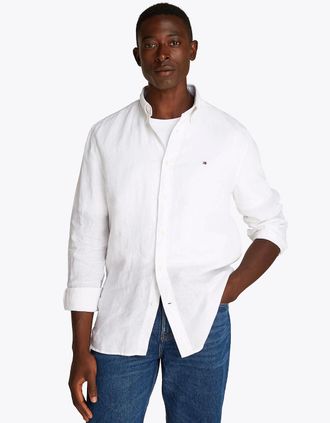 Tommy Hilfiger Mens Tommy Hilfiger Pigment Dyed Solid Mens Shirt - Optic White - Size: 42/Regular