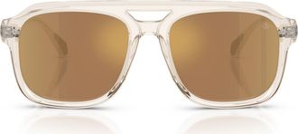 Moncler Vantos 56mm Polarized Mirrored Pillow Sunglasses in Butter /Brown Mirror Gold at Nordstrom