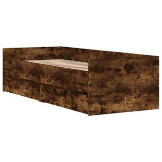 Berkfield Home Modern Bed Frame Frame Smoked Oak 75x190 cm Small Single in Brown