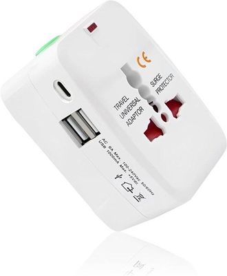 OEM Adaptador De Viaje Universal - Adaptador De Enchufe Mundial - Viajes Internacionales - 8 Tomas De Corriente 3 Puertos Usb - Compacto Y Ligero