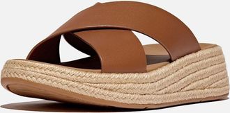 FitFlop Womens Fitflop F-Mode Cross Leather Mens Deep Tan Clogs - Brown - Size: 7