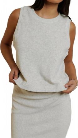 perfectwhitetee Esther Loop Terry High Neck Crop Tank Top In Oatmeal