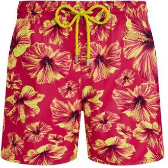 Vilebrequin Men Ultra-light and packable Swim Shorts Macro Hibiscus in Beetroot Purple at Nordstrom, Size Xx-Large