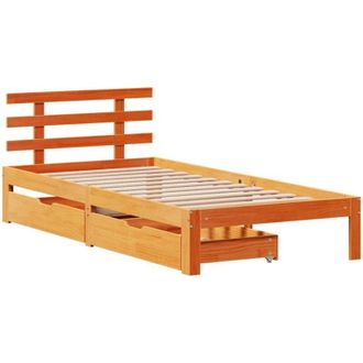 vidaXL Estructura Cama Con Cajones Madera Maciza Pino Marr&oacute;n 100x200cm Vidaxl