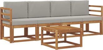 vidaXL Conjunto De Sof&aacute;s De Exterior 5 Uds. Gris Natural Y Claro Vidaxl