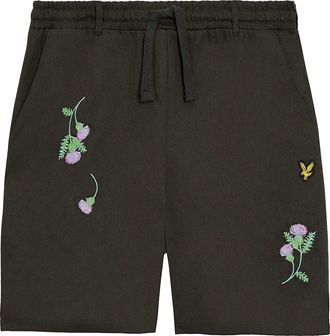 Lyle & Scott Heren Thistle Club Geborduurd Logo Shorts (Geweermetaal)