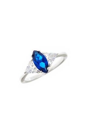 Sterling Forever Sterling Silver Sapphire CZ Marquise Cut Ring at Nordstrom Rack, Size 10