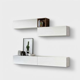Itamoby Mueble De Pared Moderno Tv Sal&oacute;n Suspendido Madero Blanco A01