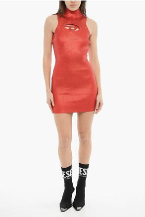 Diesel Ribbed Metallic Dress M-ARCEY with Monogram Cut-Out size S