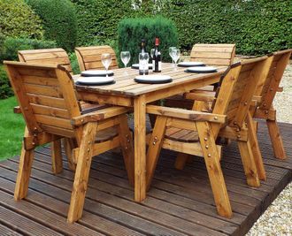 Charles Taylor Trading Six Seater Rectangular Table Set (with chairs) in Brown