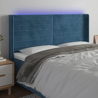 vidaXL Cabecero Con Led De Terciopelo Azul Oscuro 203x16x118/128 Cm Vidaxl
