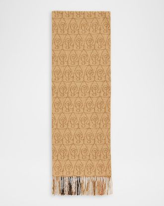 Burberry Mens Reversible B Charm and Giant Check Wool Scarf