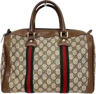 Gucci Pre-owned Handbags, female, Brown, Size: ONE SIZE Pre-owned GG PVC Leather Boston Bag