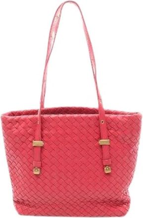 Bottega Veneta Pre-owned Intrecciato Leren Tote Bag - Dames - Vintage Shopper - Rood - ONE Size - Leer - Vintage