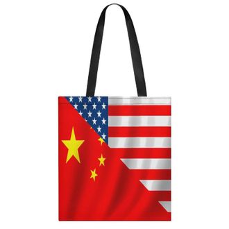 Generic U.S. China Flag Womens Tote Casual Shopping Bag Lightweight Shoulder Bags Hobos Handbag for Work Travel Daily 35x40cm