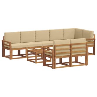 vidaXL Conjunto De Sof&aacute;s De Exterior Con Coj&iacute;n 9 Pcs Natural Y Beige Vidaxl