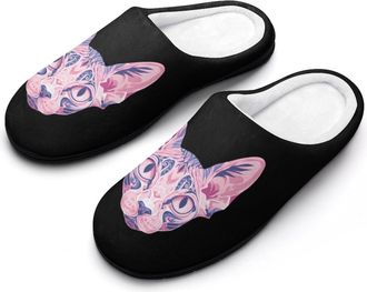 Generic Tattoo Sphynx Cat Funny Mens Cotton Slippers Soft Non-Slip Rubber Sole House Slipper Indoor Outdoor