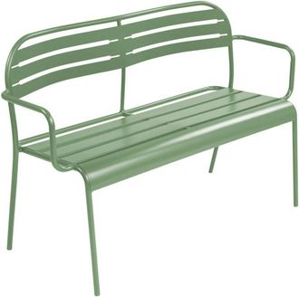 Sweeek Outdoor steel 2-seater bench Green 118x52x80 cm - Amelia