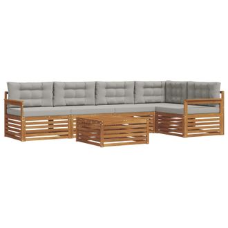 vidaXL Conjunto De Sof&aacute;s De Exterior 6 Pcs Gris Natural Y Claro Vidaxl