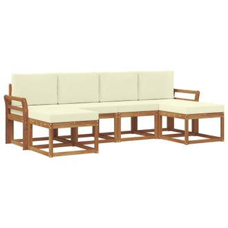 vidaXL Conjunto De Sof&aacute;s De Exterior Con Coj&iacute;n 6 Pcs Natural Y Crema Vidaxl
