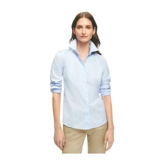 Brooks Brothers Getailleerd Non-Iron Oxford overhemd met Forward Point kraag - Dames - Overhemden - Blauw - 3XL - Leer - Overhemden