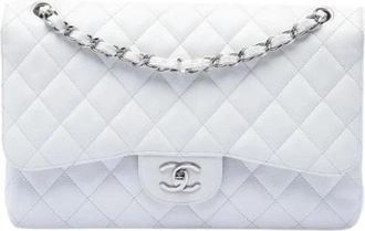 Chanel Pre-owned Double Flap Shoulder Bag - Dames - Vintage Schoudertas - Wit - ONE Size - Leer - Vintage