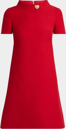 Valentino Garavani Crepe Couture Crystal Heart Mini Dress