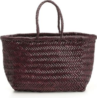 Dragon Diffusion Woven Leather Basket Small Handbags Bordeaux-Donna