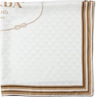 Prada Foulard in seta con stampa - Toni neutri
