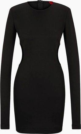 HUGO BOSS Womens Kemila Crew Neck Mini Bodycon Dress - Black - Size: 14
