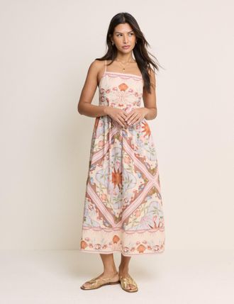 Nobody's Child Peach Tile Print Athena Strappy Maxi Dress