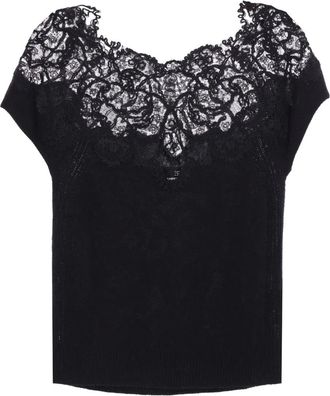 Ermanno Scervino Top con inserti in pizzo - Nero