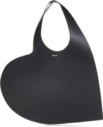 Coperni Zwarte Leren Handtas met Hartvorm - Dames - Schoudertassen - Zwart - ONE Size - Leer - Tassen