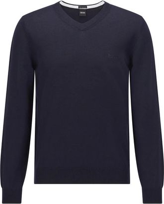HUGO BOSS V-hals trui - Heren - V-hals truien - Blauw - 3XL - Wol - Truien & Vesten