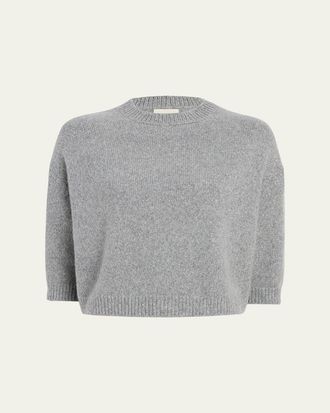 Khaite Sabina Cashmere Elbow-Sleeve Boxy Sweater