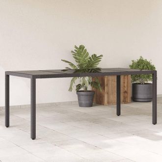 vidaXL Vidaxl - Mesa De Jard&iacute;n Superficie De Vidrio Rat&aacute;n Pe Negro 190x90x75 Cm