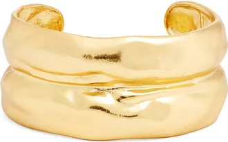 Karine Sultan Bubble Textured Cuff Bracelet in Gold at Nordstrom