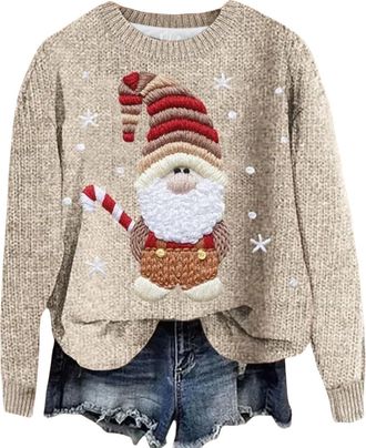 Generic Long Sleeve Tops Women Cropped Jumpers Women Print-Christmas Jumpers For Women Uk WomenS Fleece Pullover Sweatshirt Xmas Jumpers For Women Cowl Neck J