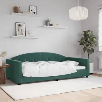 vidaXL Sof&aacute; Cama Sin Colch&oacute;n Terciopelo Verde Oscuro 100x200 Cm Vidaxl