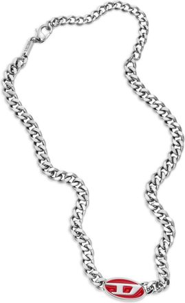 Diesel Dx1446 logo-plaque necklace - unisex - Steel - One Size - Silver