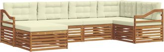 vidaXL Conjunto De Sof&aacute;s De Exterior 6 Uds. Natural Y Crema Vidaxl